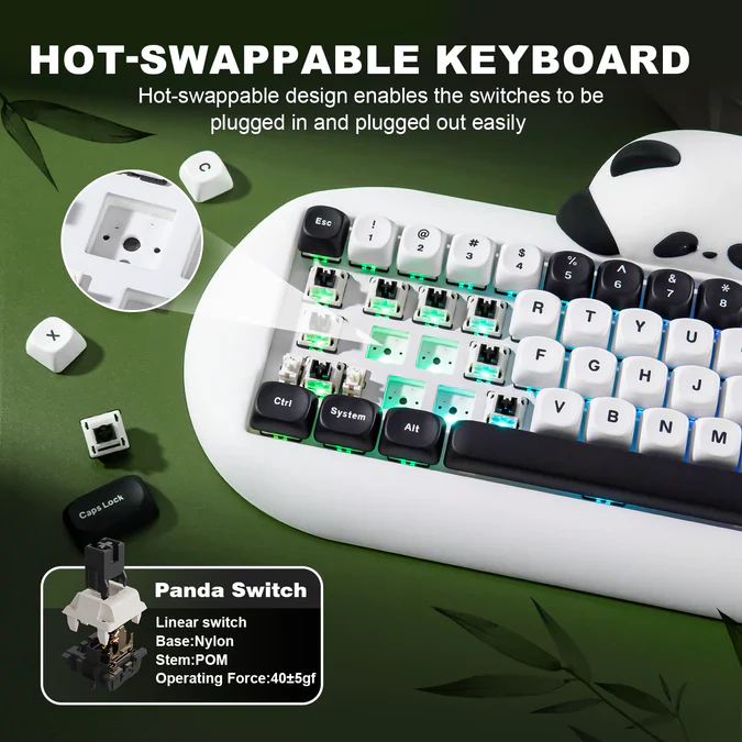 YUNZII C68 Panda Wireless Hi-Fi Mechanical Keyboard - Image 8